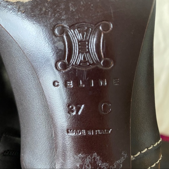 Celine Triomphe Logo Kitty Heels Ankle Boots Authentic 💯 - Picture 5 of 8